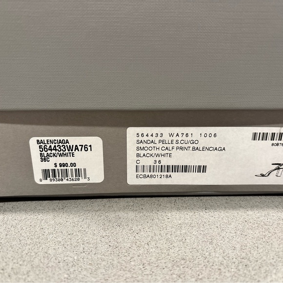 Balenciaga Women's Black & White Allover Logo Ankle Strap Sandals - Picture 10 of 10